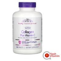 ราคา <พร้อมส่ง> 21st Century , Super Collagen Plus Vitamin C , 1,000 mg, 180 เม็ด - คอลลาเจน ผสมวิตามินซี บำรุงผิว ผม เล็บ (17180715994)
