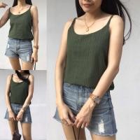 ราคา พร้อมส่ง เสื้อสายเดี่ยวสีพื้น(ผ้ารุ้ง) (2406956597)