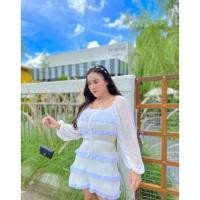 ราคา เดรสสั้นกระโปรงชั้น ผ้าชีฟองสวยๆ (18212247695)