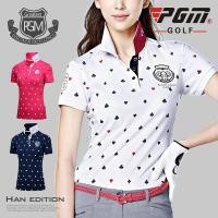 ราคา ผู้หญิงแขนสั้นเสื้อกอล์ฟระบายอากาศพิมพ์ยืนปกเสื้อกอล์ฟบาง ที (3853240222)