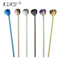 ราคา LUCF New Creative Long Drinking Straw with Ice Spoon 304 Stainless Steel Reusable Colorful Metal Straws Coffee Stirring (40854795322)