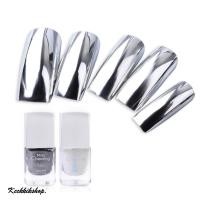 ราคา ยาทาเล็บกระจก สีทาเล็บกระจก ยาทาเล็บ สีทาเล็บ Set 2ขวด 7 ml. สี silver ✨สีธรรมดาไม่ต้องอบ✨ (438659533)