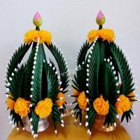 ราคา ✅Barame บายศรี บายศรีเทพ ขนาด 12 ,14,16,18 ซม. (ผ้าสีเขียว) (5630429634)