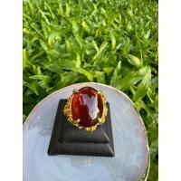 ราคา แหวนโกเมนดิบ ตัวเรือนเงินแท้92.5 ชุบน้ำทองคำ (27860331396)