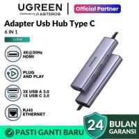 ราคา UGreen 6 in 1 USB-C to LAN RJ45 HDMI USB C / A USB Hub Adapter (15598) (28606209883)