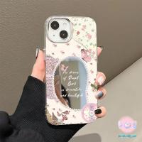 ราคา จัดส่งในพื้นที่ เคสแบบกระจกมิเรอร์ ดอกไม้สีชมพู กระจกขอบไข่มุก สวย FOR IPhone16 15 14 13 12 7 8plus Pro Promax XR XS (42051547604)