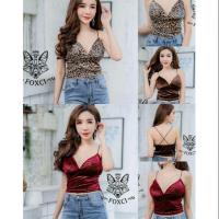 ราคา เสื้อครอปสายเดี่ยว ผ้ากำมะหยี่ผสมเกล็ด (4418775439)