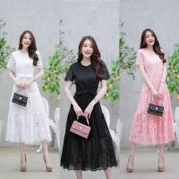 ราคา เดรสแฟชั่น เดรสลูกไม้ ยาว ทรงสวย สุภาพ ใส่ออกงาน ใส่ไปงานบุญ งานบวช งานแต่ง เดรสยาว เรียบร้อย สีดำ ขาว โอรส (29285337466)
