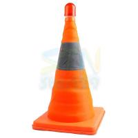 ราคา กรวยฉุกเฉินสะท้อนแสง พกติดรถ กรวยจราจรพับได้ พกพาง่าย Safety Security Traffic Cone (40cm) with Red Warning Light (13704598274)