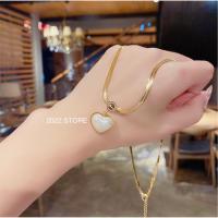 ราคา สร้อยคอสไตล์เกาหลี จี้หัวใจ Korea Style Stainless Steel & 18K gold plated Necklace ✨ (23838244322)