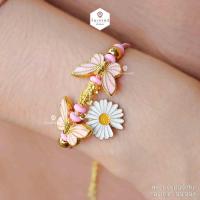 ราคา ข้อมือปี่เซียะทองคำแท้ 99.99% ผีเสื้อและดอกไม้ ข้อมือทองแท้ (5159940978)