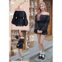 ราคา NWT มินิเดรส/เสื้อยาว มือ 1 ป้ายห้อย สีดำแขนพองผ้าแก้วนิ่มเงา มีซับใน ใส่ได้ทั้งปาดไหล่หรือไม่เปิดไหล่ได้หมด (57706152326)