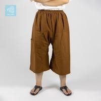 ราคา สีน้ำตาลทอง (ความยาว 3 แบบ) กางเกงเล กางเกงสะดอ กางเกงขาก๋วย ผ้าฝ้าย เอวยางยืด (13075554636)