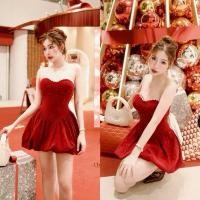 ราคา ส่งต่อUsed : Xs cherbellecloset เดรสกำมะหยี่กากเพชรเกาะอกแต่งเพชรวิบวับช่วงอก (28223001310)