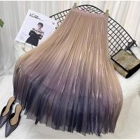 ราคา กระโปรงผ้ามุ้งอัดพลีทไล่สีทูโทน (3646868288)