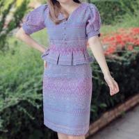 ราคา wirankan เดรสผ้าไทย ผ้าทอ สีม่วง (18644446544)