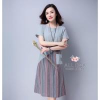 ราคา เสื้อผ้าแฟชั่นสไตล์เกาหลี ชุดเดรสยาว Dress ชุดเดรสสวยเพรียวสุดชิค Size XXL สีฟ้าอมเทาพร้อมส่งสวยเหมือนแบบ (1530350102)
