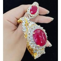 ราคา กำไชพลอยแดงนูรทับทิม เพชร CZล้อม ลายสวยดูดีดูแพงสวยหรูมาก รอบ17-18cm พร้อมแหวนเข้าชุด (25059011966)