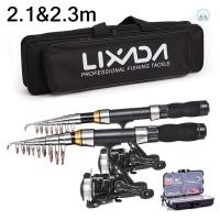 ราคา Lixada รอกตกปลา Combo ชุดเต็มพร้อม 2.1 ม. 2.3 ม. คันเบ็ดแบบยืดไสลด์ 2 ชิ้นชุดรอกสปินนิ่งพร้อมตะขอเหยื่ออ่อนบาร์เรลหมุนถุงเก็บ (28080049505)
