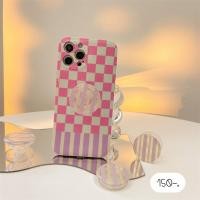 ราคา เคสลายสก๊อต เคสแถมGriptok เคสแถมที่ติด ตารางชมพู+holder ฐานใส (13811491208)