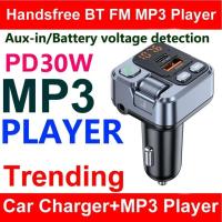 ราคา 30w Car Charger Fast Charging Adapter FM บลูทูธเครื่องส่งสัญญาณแฮนด์ฟรีพร้อมแรงดันไฟฟ้า Monitor MP3 เครื่องเล่นสําหรับ IPhone Samsung (22890266472)