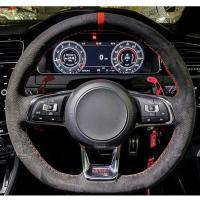 ราคา Car Steering Wheel Cover For Volkswagen VW Golf R MK7 Golf 7 GTI VW Polo GTI Scirocco 2015 2016 Black Suede Genuine Leat (52856892163)