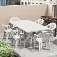 ราคา แข็งแรงลานกลางแจ้งตลาดกลางคืนโต๊ะเก้าอี้หนาเช่าบ้านกันน้ําชุดบาร์บีคิวโต๊ะเก้าอี้ครัวเรือนแผงลอยพลาสติก ภูเขา6ง (44128614469)