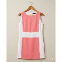ราคา เดรสแขนกุด Zara Basic สีขาวชมพู ทรงเรียบหรู มือสองสภาพดี (45207852788)