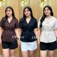 ราคา KEMEJA TOP BELT เสื้อเชิ้ตผู้หญิง 1493 || เสื้องานยกระดับ || เสื้อสไตล์เกาหลี || เสื้อเชิ้ตผู้หญิง COLLAR TOP || เสื้อตัวสั้นผู้หญิง (41522276935)