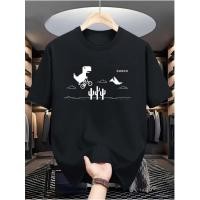 ราคา เสื้อยืดแขนสั้นลำลองสำหรับฤดูร้อน ลายไดโนเสาร์ขี่บนพุ่มไม้กระบองเพชรในทะเลทรายกลางคืน เหมาะสำหรับคนรักเกมส์ ทำจากโพลีเอส (49658366713)