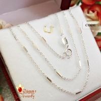 ราคา สร้อยคอเงินแท้ 92.5% ลายปล้องอ้อยเหลี่ยมสลับโซ่ งานอิตาลี (P0109) (191315797)