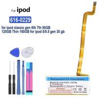 ราคา for ipod Glassic Gen 5th 6th 7th 80GB 120GB Thin 160GB for ipod 5/5.5 gen 30 gb 616-0229 แบตเตอรี่ 650mAh (28930953595)