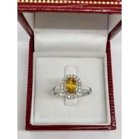 ราคา แหวนพลอยบุษราคัมแท้ ล้อมเพชรcz ตัวเรือนทำจากเงินแท้925 (11650555851)