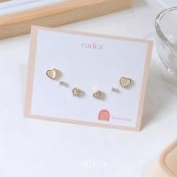 ราคา earika.earrings - ivory heart and pal set เซ็ตต่างหูหัวใจก้านเงินแท้ชุบทอง คนแพ้ง่ายใส่ได้ (23673821771)