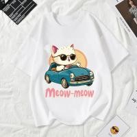 ราคา [เก็บเงินปลายทาง]เสื้อลายแมว Driving Car แท้ cotton 100% เสื้อยืดพิมพ์ลาย 179บาท ส่งฟรี สินค้ามาใหม่ คอกลม รัดรูป ไ (29679406476)