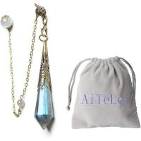 ราคา AITELEI อัญมณีธรรมชาติ Labradorite คริสตัลลูกตุ้ม สำหรับการดูวิง ฮีล링 และบาลานซ์ พร้อมโซ่ (41529592233)