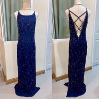 ราคา ชุดราตรียาวปักปล้องสีกรม แบรนด์ SCALA (25401690457)