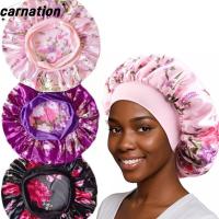 ราคา CARNATION ฝากระโปรงผู้หญิง,ดอกไม้พิมพ์ปีกกว้าง Sleep Bonnets, แฟชั่นผ้าไหมยืดหยุ่น Hair Bonnet Beauty (29944395236)