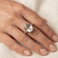 ราคา แหวนพลอยกรีนอเมทิสต์ (Green Amethyst) ตัวเรือนเงินแท้ 92.5 % ชุบทองคำขาว พลอยแท้จากประเทศบราซิล ไซส์แหวน 52 / 6 US. (58006109764)