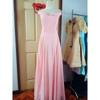 ราคา เดรสราตรีสีชมพูโอรสปาดไหล่ยาว (7956594183)