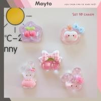 ราคา ชุดสติ๊กเกอร์ 10 ชิ้น เครื่องราง 3 มิติ ธีม Cherry pastel พลาสติกแข็งติดรองเท้าแตะ MayTo Crocodile JB-432 (46254910707)
