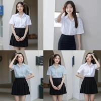 ราคา เสื้อนักศึกษาทรงบอย ทรงบอยแบบมีไม่มีกระเป๋า สำหรับสาวพลัสไซต์ ลุคคลาสสิค (27154880306)