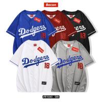 ราคา เสื้อแฟชั่น เสื้อกีฬาเบสบอล หมายเลข18 โอเวอร์ไซส์ มีกระดุมจริง (51756162501)
