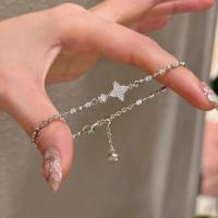 ราคา Minimal Silver Geometric Crystal Bracelet Adjustable B334 Elegant Women Jewelry (47804203382)