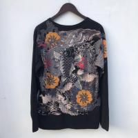 ราคา Sukajan เย็บปักถักร้อย Koi Oriental Japan เสื้อยืดแขนยาว สีดํา ขนาดกลาง (48208152052)