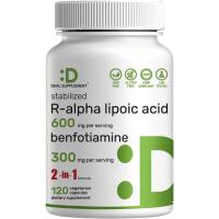 ราคา DEAL PLEMENT R Alpha Lipoic Acid 600mg พร้อมเสิร์ฟ Benfotiamine 300mg, 120 Veggie Capsules – 200mg R-ALA Per Capsule – การขยายสารต้านอนุมูลอิสระสําหรับพอร์ตพลังงานและประสาท (52658492894)