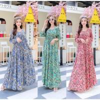 ราคา พร้อมส่ง MAXI DRESS BOHEMIAN STYLE ชุดเดรสสาวอวบไซส์ใหญ่ชุดยาว ผ้าสปันพิมพ์ลายดอกไม้สไตล์โบฮีเมียน ใส่เที่ยวทะเล (23884945338)