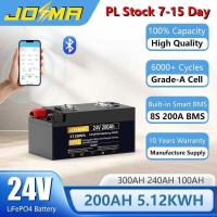 ราคา แบตเตอรี่ EU LiFePO4 24V 200Ah 100Ah 140Ah 300Ah 5Kw 12V พร้อม Bluetooth BMS 6000+ รอบ ระดับ A IP65 (43061853005)