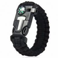 ราคา ﻿สายรัดข้อมือ PARACORD BRACELET ถักจากเชือกพาราคอดรับน้ำหนักได้ 550 ปอนด์ มีเข็มทิศ Black (6015099702)