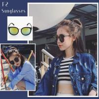 ราคา F2 พร้อมส่งแว่นตากันแดดแฟชั่น กรอบแว่นทรง cateye เลนส์ปรอทสีทอง (19282625184)
